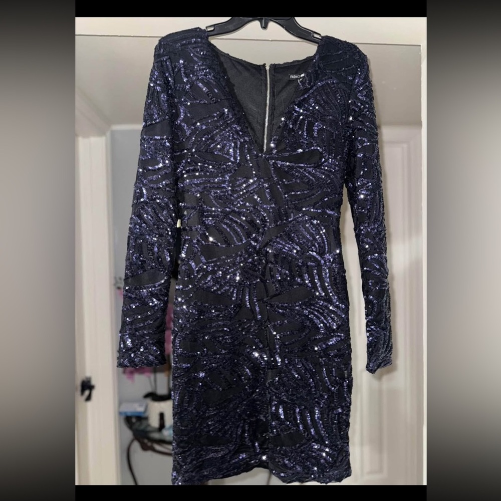 Black and Purple Sequin Dress